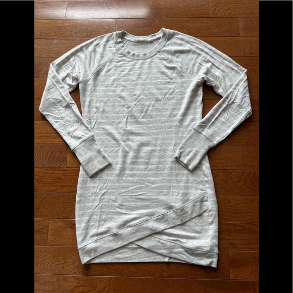 ❤️ATHLETA CRISS CROSS MODAL SWEATSHIRT DRESS/TUNIC TOP-S-GREY MINI STRIPE❤️ - Picture 2 of 14